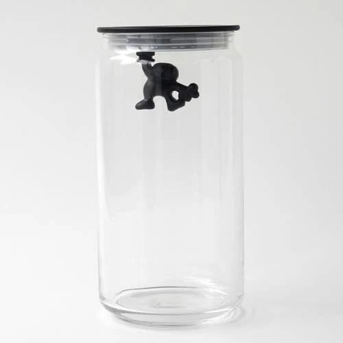 Barattolo Ermetico da Cucina in Vetro 140cl ALESSI AMDR06 B Tappo in Resina Nero, fotografia 3 di 8