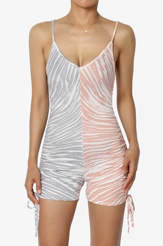 Mameluco de verano sin mangas con cuello en V y estampado de cebra en bloques de colores TheMogan para mujer - Imagen 3 de 14