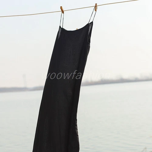 Women Cotton Camisoles Full Slips Long Slip Dress Extender Dress Sheer Petticoat - Picture 8 of 18