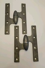 1850s  Steel Olive Bullet acorn  Knuckle Door H Hinge 6-1/2" X 3-3/4 Antique USA