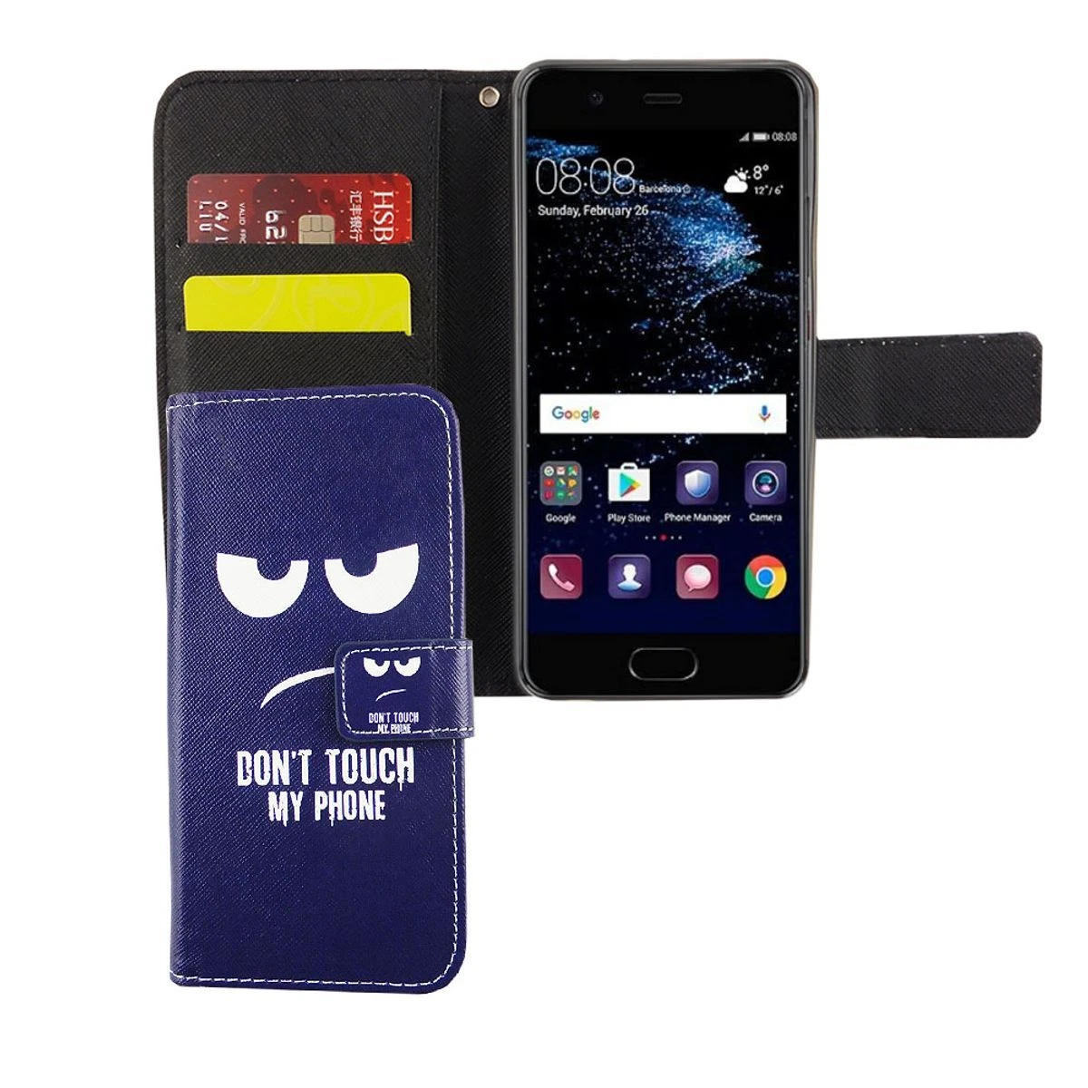 Cover Magnetica Per Huawei P10 – Vetro Temperato Posteriore E Bumper In Metallo, Ultra Sottile, Ricarica Wireless (Nero/Rosso/Argento)