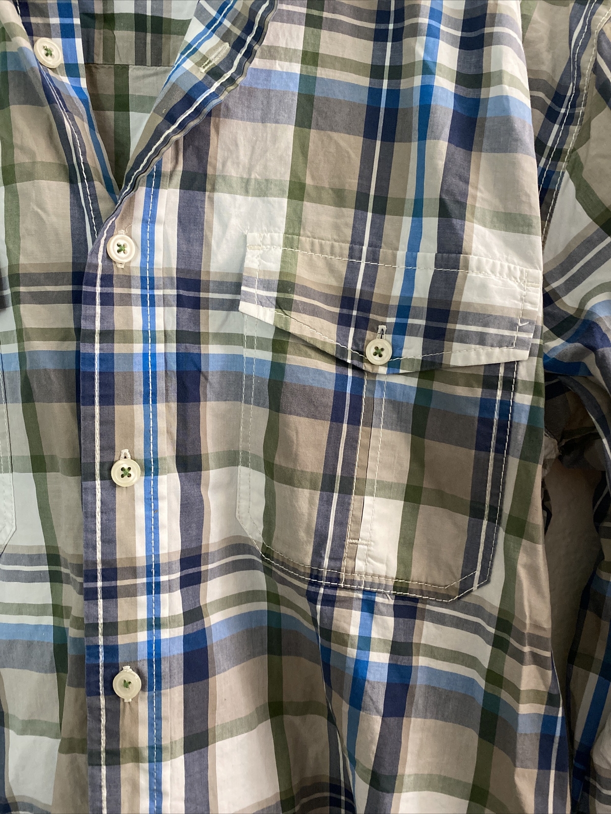 Boden London Men's Green White Blue Plaid Long Sleeve… - Gem