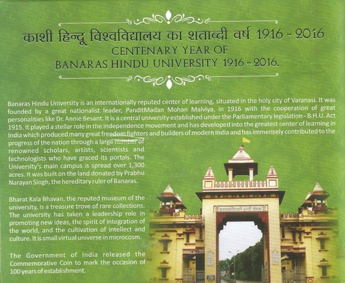 India Rs 10, UNC COIN, on *Centenary Year of Banaras Hindu University* Hyd Mint - Picture 2 of 6