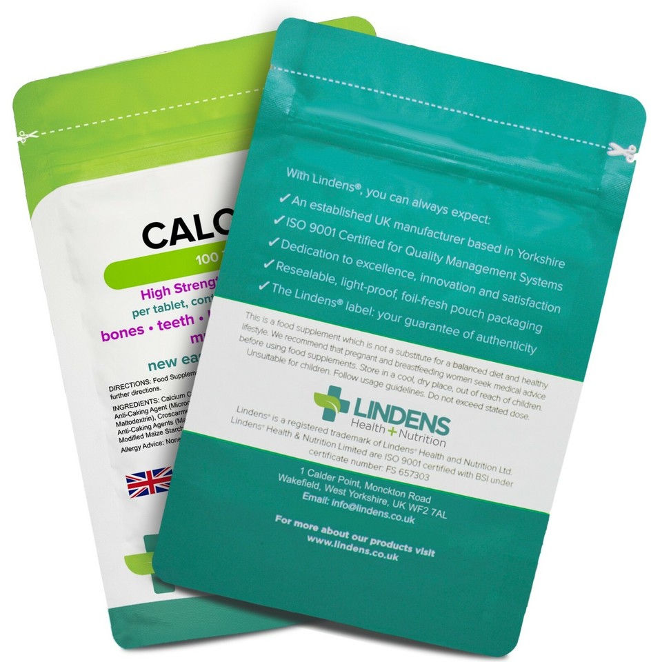 Lindens Calcium tablets 400mg includes Vitamin D3 easy absorption 100