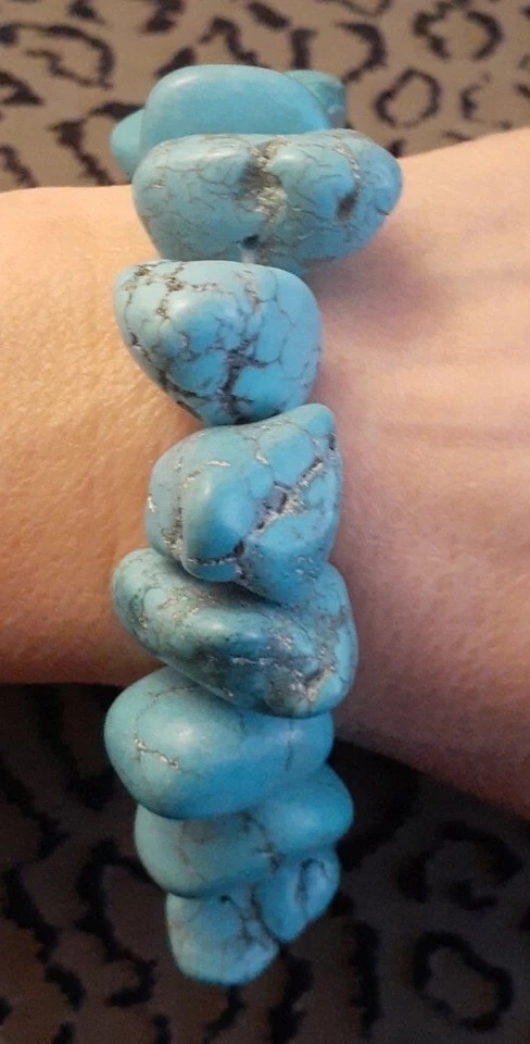 Pulsera QVC Diseñador Turquesa Fina Cuentas Talla Grande Firmada Foto 4 de 4