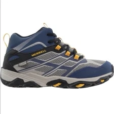 Merrell Moab FST Boys Blue And Gray Mid A/C Waterproof Hiking Boots, Boys Size 5