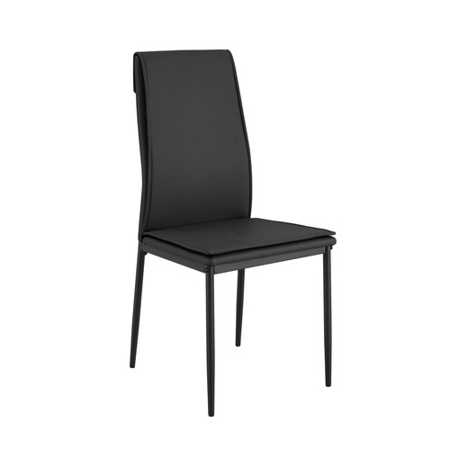4 piece Black Dining Parsonal Chair Armless Kitchen Room Leather Backrest New - Picture 9 of 12