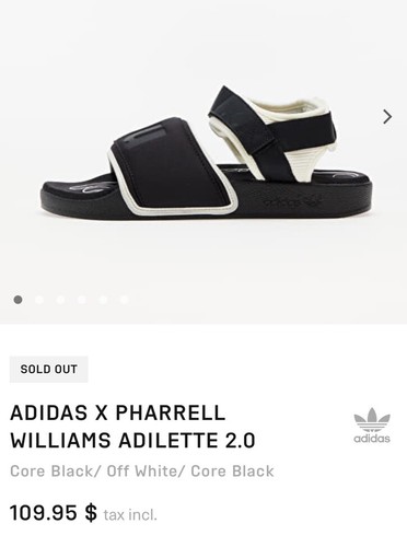 Adidas x Pharrell Williams Adilette 2.0 Sandals Slides Black White GZ1892 Womens - Picture 2 of 9