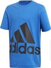 Boys Adidas T shirt Big Logo Junior Top Blue