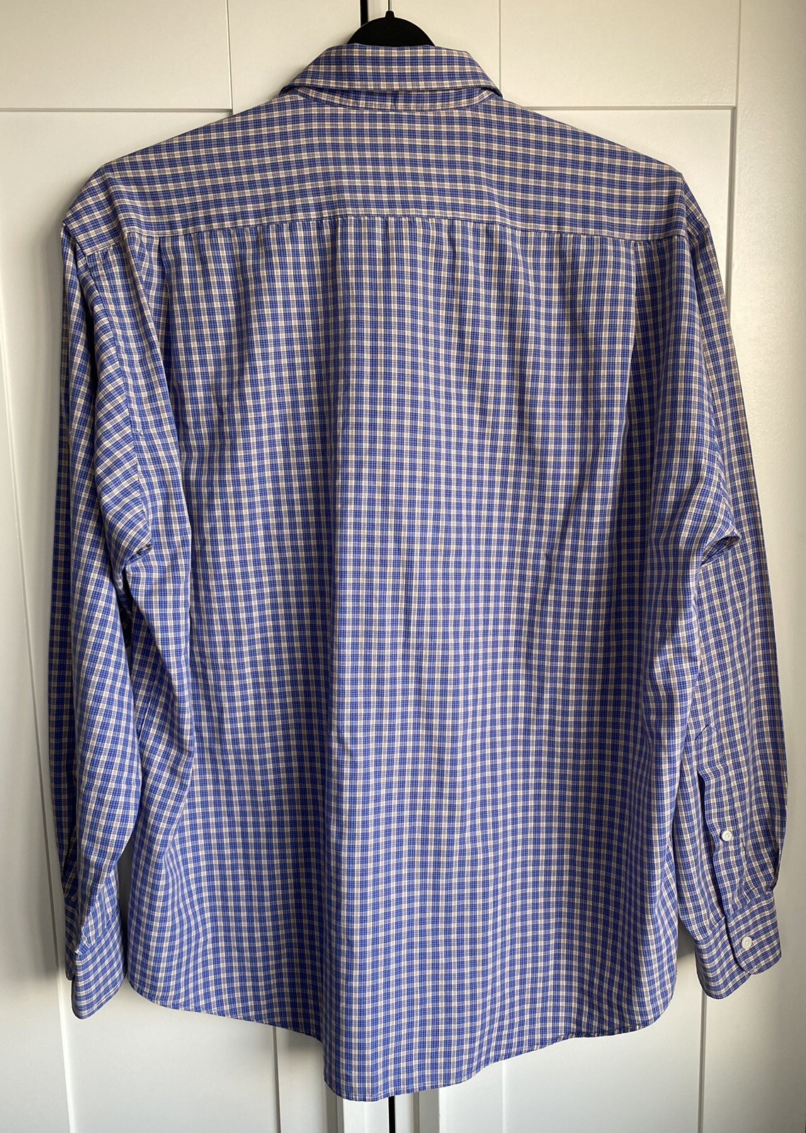 Camicia vintage a scacchi blu Yves Saint Laurent rilassata grande 42 (50 pollici petto) 16 5