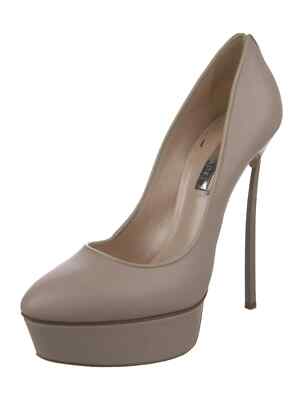 【関税込み】CASADEI Heeled shoes CASADEI Neutrals Leather Platform Pumps Blade Heels Size 8.5