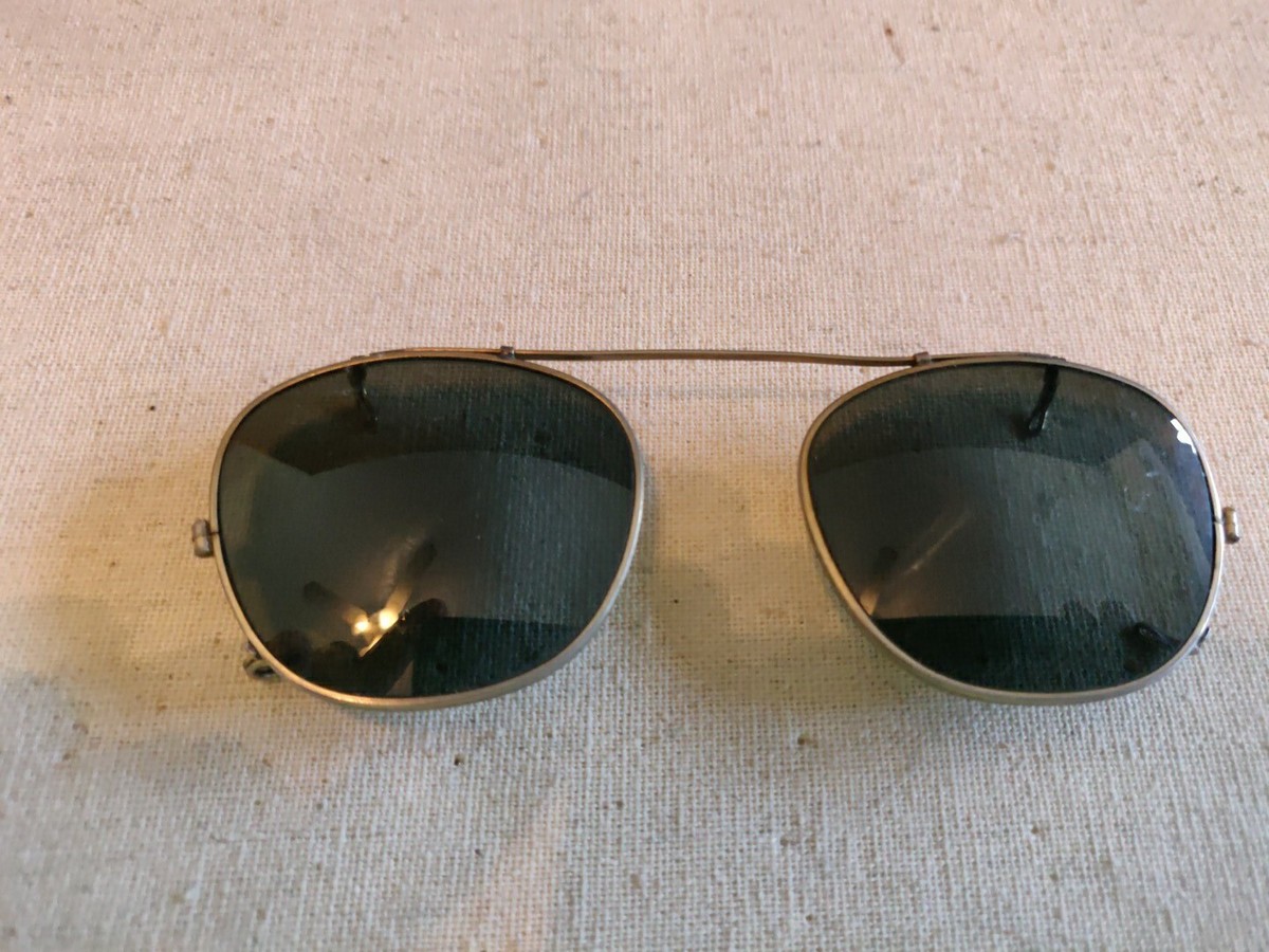 Vintage Ray-Ban Bosch and Lomb Clip on Sunglasses Green Lenses B&L