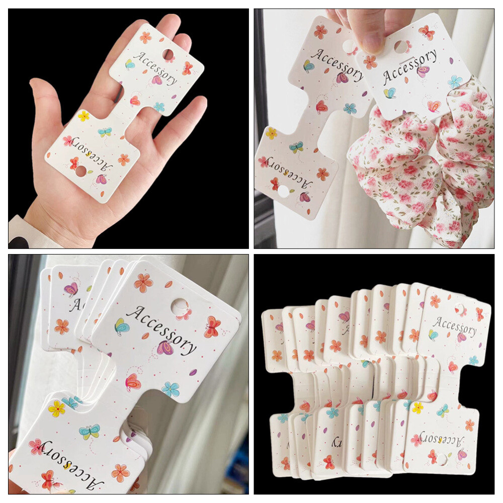 400 Pcs Bear Wood DIY Barrette Display Cards Cartoon Packaging Bracket