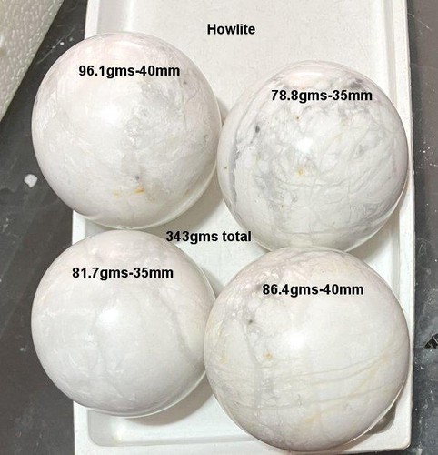 SPHERES,HOWLITE, 343gms, ##4 SPHERES##, *NATURAL*, GREAT PRICE, *USA SELLER* - Picture 2 of 3