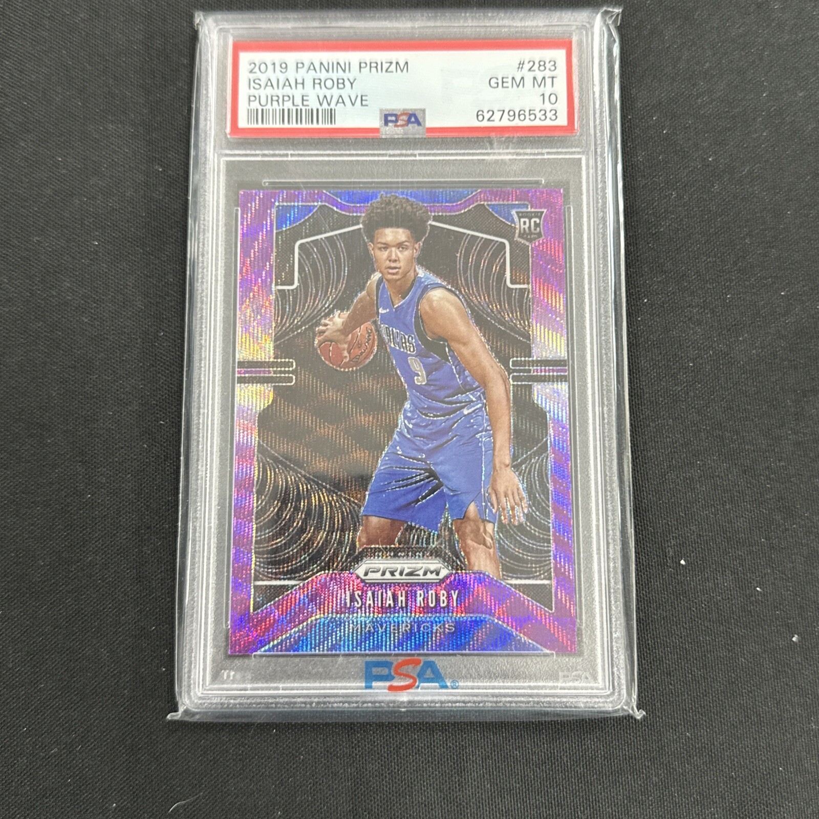 2019 Prizm Isaiah Roby #283 Purple Wave Rookie PSA 10 Mavericks