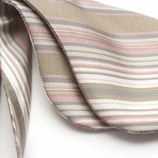 Men's Self-tied Bow Tie Large Bow tie 100%silk Beige Striped S583