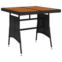 Gartentisch Schwarz 70X70X72 Cm Poly Rattan & Massivholz Akazie