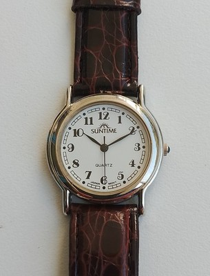 Suntime Sun Time Damenuhr Japan Movt Armbanduhr Quartz Analog Lederarmband P5