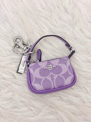 バッグ COACH y2k hand bag leather purple charm Vintage Y2k Coach Purple Signature Mini Metallic Shimmer Shoulder