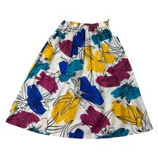VTG 80s 90s Cristin Steven s Cotton Midi Skirt Floral Women 12 Dopamine Dressing