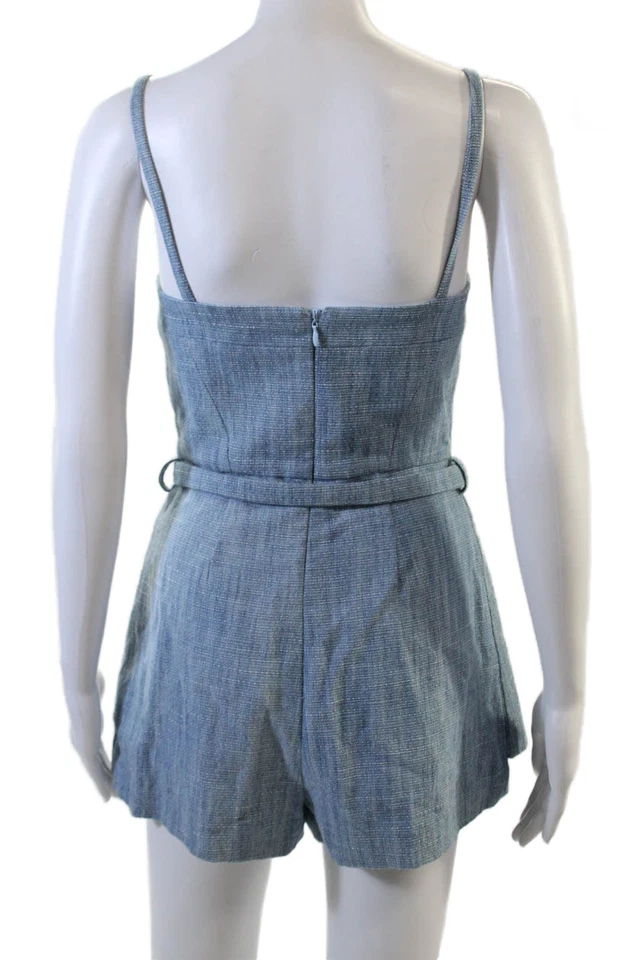 Женский текстурированный ремешок для спагетти Alexis серебристый фурнитура комбинезон синий размер S - Изображение 3 из 4