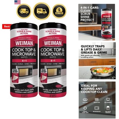 Glass Cooktop and Microwave Wipes - 2 Pack - Cleaner for Daily Use Profession...
