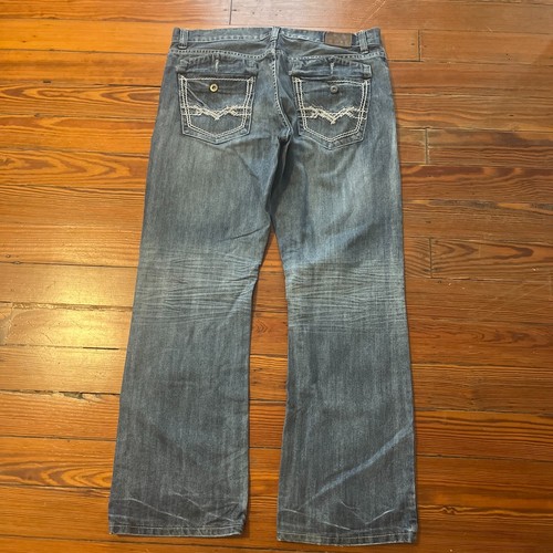 Flypaper Boot Cut Jeans Mens 34x32 Distressed Wash Flap Pocket Y2K