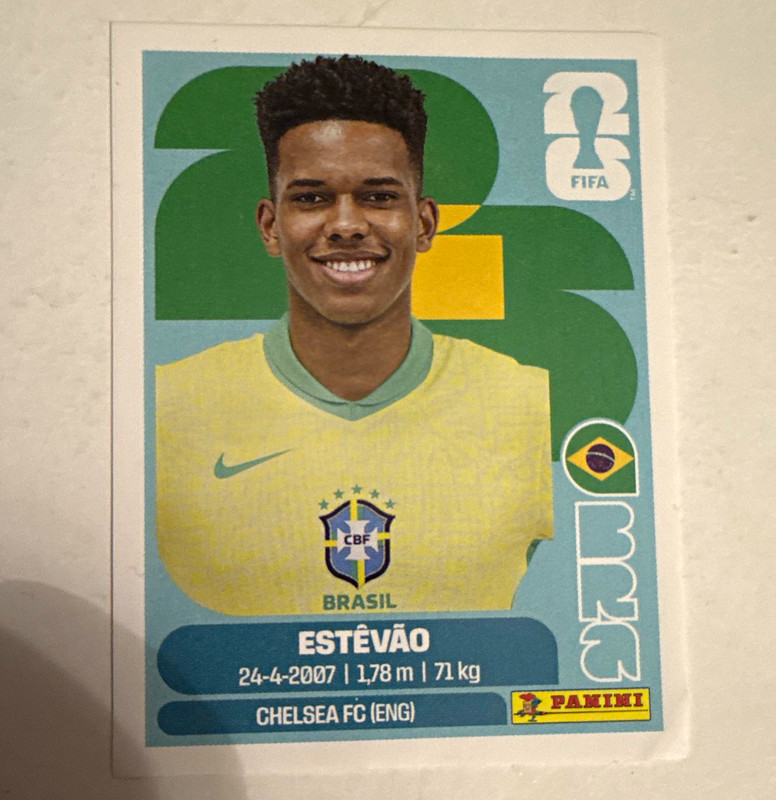 Panini FIFA World Cup 2026 Estêvão BRA 20 Brazil Chelsea Player Portrait Sticker