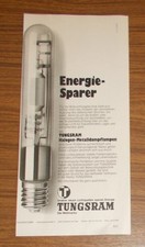 Seltene Werbung TUNGSRAM Halogen-Metalldampflampen Energiesparer Glühbirne 1977
