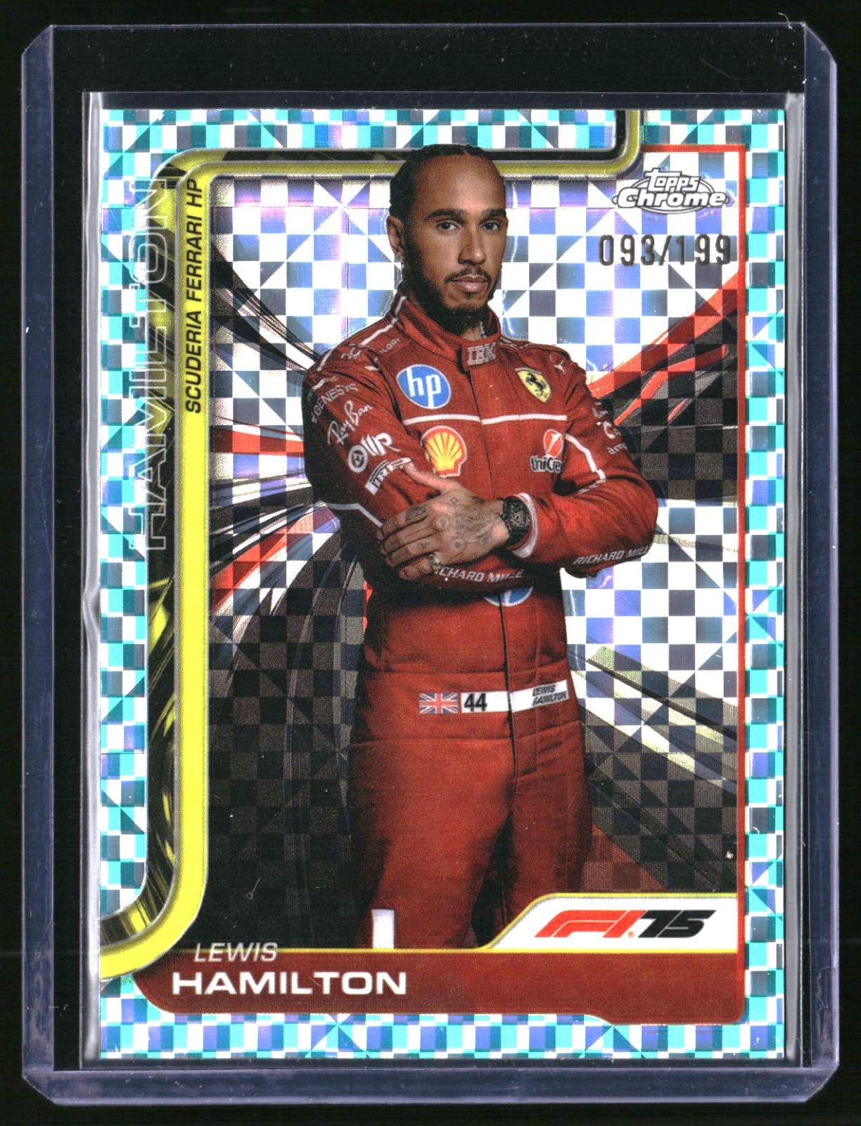 2025 Topps Chrome Formula 1 F1 Lewis Hamilton Portrait Aqua Checker 093/199 #4