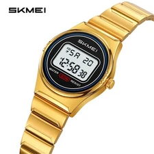 SKMEI Women Gold Watch Electronic Stopwatch Girls Watch LED Digital Wristwatch