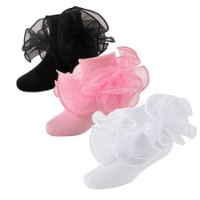 Baby Girls Ruffle Socks 2-Layer Lace Frilly Turn Cuff Fancy Dress Socks Toddl...