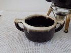4 PCS VTG Pfaltzgraff Brown Drip Glaze Teapot & Warming Stand Open Sugar Creamer — photo 2