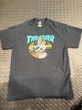 Thrasher Motorcycle Girls T-shirt Black Vintage Skateboard Magazine moped Rare M