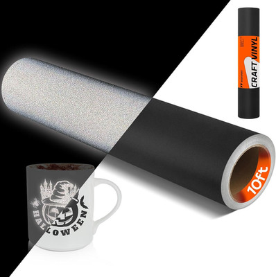 Black Reflective Vinyl, 12'' X10Ft Reflective Vinyl Permanent Adhesive Roll for M