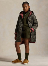 Polo Ralph Lauren Girls Floral Quilted Reversible Hooded Coat Size M 8-10 NWT