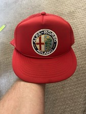 Vintage Alfa Romeo Hat Trucker 70s 80s Racing Cars Italy Red Milan