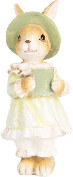 Clayre & Eef Deko-Kaninchen Landhausstil Beige GrüN 5X5X11 Cm Polyresin-image