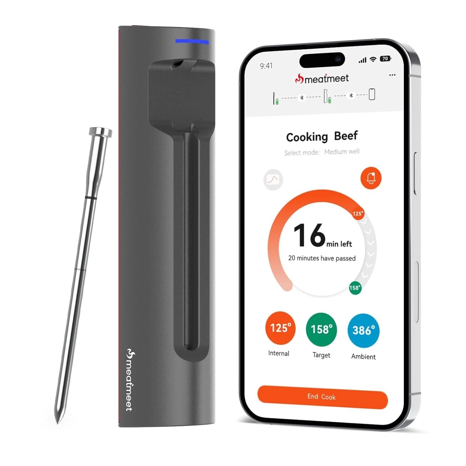 Wireless Bluetooth Meat Thermometer Digital, Smart AI Powered Cooking Thermom...