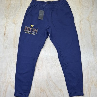NEW Under Armour Project Rock Rival Fleece Iron Paradise Joggers Blue LG