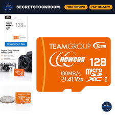 128GB microSDXC A1 Card, 100MB/s Read Speed, 4K UHD U3 V30 for Cameras & Drones