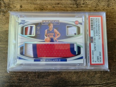 Panini NBA Basketball Ron Holland Rookie Triple Patch 4/15 PSA 9 Detroit Pistons