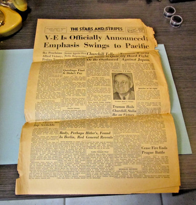 May 9 1945 Stars and Stripes Newspaper V-E Announced Southern Germany Edition