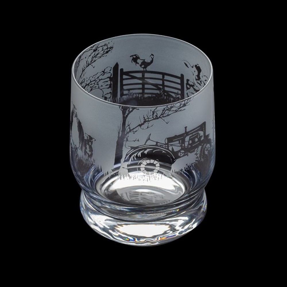 Dartington Aspect Farm Scene Tumbler Gift Glass Country Life TU3407/5/FARM