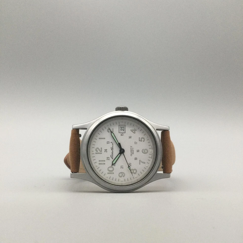 Eddie Bauer Field Watch Womens 32mm Date Brown Leather V214 New Battery - Image 4 of 4