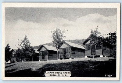 c1940 Oakland New Jersey Vintage Postcard Ramapo Lodge Cabins View Forest Trees