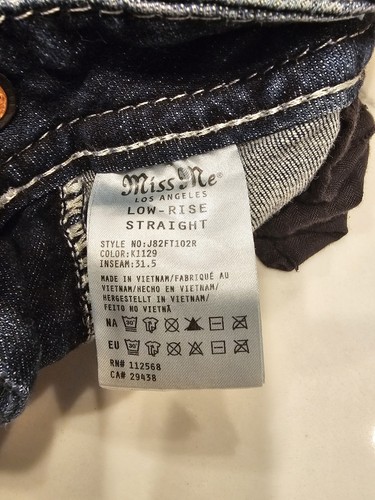 Pantalones de mezclilla Miss Me para mujer 32 azules tiro bajo punto recto alas vaqueras - Imagen 9 de 9