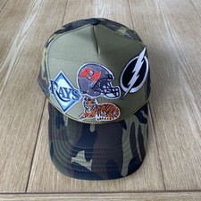 Custom Tampa Bay Lightning Hat Tampa Buccaneers Football Baseball Rays Camo Cap