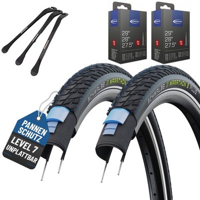2er Set Schwalbe Reifen Marathon E-Plus Reflex 28 x 2,15 (55-622) + Reifenheber