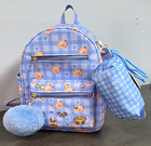 Under One Sky Girls Blue Checkered Bear Mini Backpack Faux Leather Zip, Pockets — photo 1